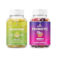 BeLive Probiotic Sugar Free Gummies - 5 Billion CFUs, Gut Digestive Support(60 ct)+Magnesium Gummies Made with Magnesium Glycinate for Stress Relief Support(60 ct) - Bundle