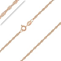 Planetys - 18K Rose Gold Plated 925 Sterling Silver Singapore Chain Necklace for Children or Baby 1.4 mm Width Lengths: 12, 13, 14, 15, 16