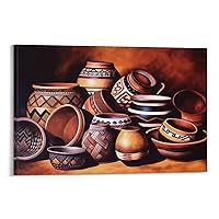 Posters Native American Pottery Poster Canvas Wall Art Picture Modern Office Family Bedroom Living Room Decor Aesthetic Gift 12x18inch(30x45cm)