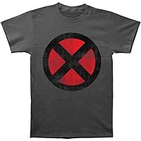 X-Men Distressed Logo Adult Fitted Jersey T-Shirt (Small) Charcoal