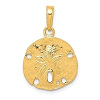 14k Yellow Gold Solid Textured back Polished Sand Dollar Pendant Necklace Measures 22x16mm Jewelry for Women