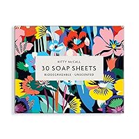 Kitty McCall Soap Sheets from Galison - 1 Package (30 Unscented Sheets), Convenient Biodegradable Hand Soap Sheets for On-The-Go Life, Features Beautiful Floral Design, 2.65” x 3.25” x 0.2”