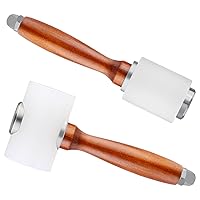Leather Carving Hammer, DIY Leathercraft Mallet, Cowhide Sew Club, Nylon T  Head Wood Handle 7.4 Inch