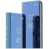 Case for Redmi Note 13 Pro 5G Case Luxury Bookstyle Mirror Clear View Window Electroplate Stand Full Body Protective Flip Folio Slim Cover for Redmi Note 13 Pro 5G Mirror:Blue QH