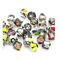 100pcs Authentic Preciosa 4mm (0.16 Inch) Small Loose Faceted Bicone Crystal Beads Crystal Vitrail Medium Compatible with Swarovski Crystals 5301/5328 Pre-B450