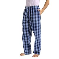 Men's Flannel Pajama Pants Woven Pajama Pant Casual Plaid Loose Sport Trousers Cotton Soft Flannel Plaid Pajama Pants