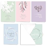 Expressions of Sympathy Assortment Card Pack/Set of 25 Greeting Cards / 5 Sympathy Designs / 5'' x 7'' Note Cards With Blank White Envelopes