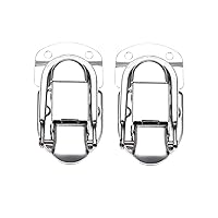dophee 2Pcs Vintage Metal Box Lock Hasp Latch Clasp Toggle Buckle for Jewelry Box Gift Box Case Suitcase Luggage Furniture Hardware with Screws, Silver