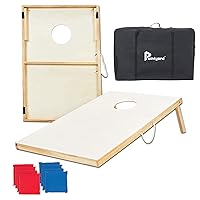 Pointyard Outdoor Cornhole Set, Regulation Cornhole Outdoor Games Set with 8 All-Weather Cornhole Bean Bags and Carrying Case - Portable Backyard Cornhole Board Game for Teens Adults Family