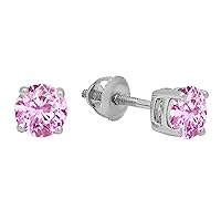 Dazzlingrock Collection 5.5mm Each Round Lab Created Gemstone Solitaire Stud Earrings for Her in 925 Sterling Silver
