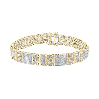 10K Yellow Gold Mens Diamond Link Bracelet 2-3/4 Ctw.