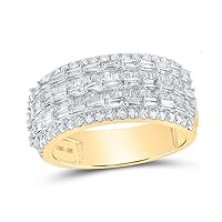 The Diamond Deal 10kt Yellow Gold Mens Baguette Diamond Round Band Ring 1-3/4 Cttw