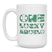 Jaynom St Patrick's Day One Lucky Abuelo Irish Ceramic Coffee Mug, 15-Ounce White