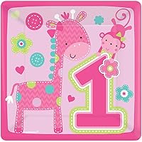 Amscan One Wild Girl 1st Birthday Square Plates, 7