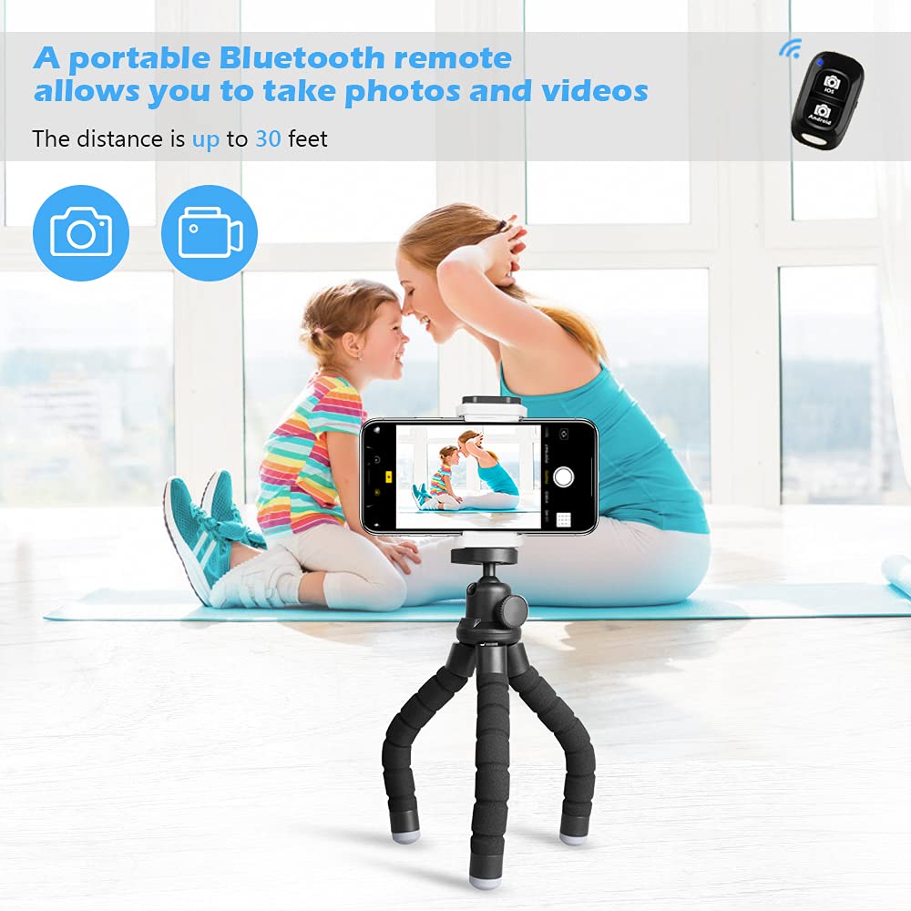 Ubeesize Phone Tripod, Portable and Flexible Tripod with Wireless Remote and Clip, Cell Phone Tripod Stand for Video Recording