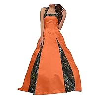 YINGJIABride Halter Satin Camo Wedding Dresses Long Quinceanera Prom Ball Gowns