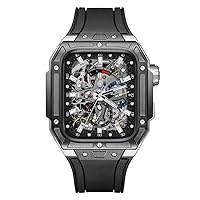 ONECMN Luxus Metall Uhrengehäuse+Armband Für Apple Watch Band Serie 8 7 45mm Edelstahl Band Gummi Armband für IWatch 8 7 45mm Serie