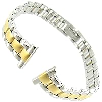 12mm Gilden Two Tone Stainless Steel Center Clasp Buckle Ladies Watch Band 1047