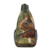 Sling Bag for Women Men Wildlife Forest Squirrel Cross Chest Bag Diagonally Casual Fashion Travel Hiking Daypack