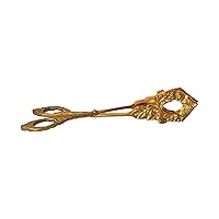 Creative Co-Op Embossed Brass Grape Vine Shaped Kitchen Tongs, Natural, Medium, Gold