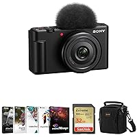 Sony ZV-1F Vlogging Camera, Black Bundle with Corel PC Software Kit, 32GB SD Card, Shoulder Bag
