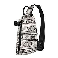 Grey Tribal Print Cross Bag Casual Sling Backpack,Daypack For Travel,Hiking,Gym Shoulder Pack