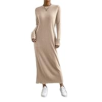 Women's Dress Ribbed Knit Tee Dress Without Belt Dress IPADSA