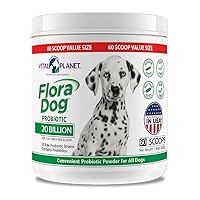 Vital Planet - Flora Dog Probiotic Powder Supplement with 20 Billion Cultures and 10 Strains, High Potency Immune and Digestive Support Probiotics for Dogs, 7.84 oz., 222 Grams, 60 Servings
