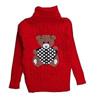 Girls Cartoon Turtle Neck Knitted Christmas Pullover Sweater