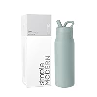 Simple Modern Water Bottle with Straw lid | Insulated Stainless Steel Thermos | Reusable Travel Water Bottles for Gym & Sports | Leak Proof & BPA Free | Mesa Collection | 34oz, Sea Glass Sage