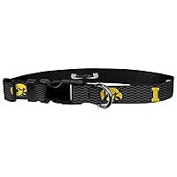 University of Iowa Adjustable Dog Collar, Pet Wear – 3/4 Inch Wide, Small, Hawk on Carbon Fiber Print