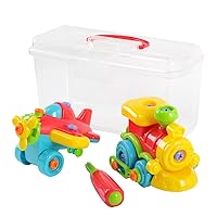 PlayGo Build-It Apprentice Case Plane & Train Educational Construction Engineering Building Blocks Toy Set for 3 Years & Up