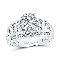 The Diamond Deal Sterling Silver Round Diamond Oval Bridal Wedding Engagement Ring 1 Cttw