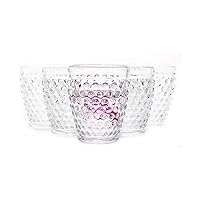 Hobnail Old Fashion Iced Beverage Tumblers vintage glassware 10 oz. set of 6 Glass Cup for Water Wine Soda Whiskey Juice Milk Beer Iced-tea for Dinner Parties Bars Restaurants (Clear)