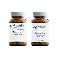 Metabolic Maintenance 2-Product Cardiovascular Support Set with Magnesium Glycinate - Pure Magnesium + Vitamin C Supplement (180 Capsules) + B-Complex Phosphorylated Supplement (100 Capsules)