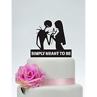 Wedding Cake Topper Simply Meant To Be Personalized Cake Topper Groom Cake Topper Groom and Bride Halloween Wedding Topper P146, Black