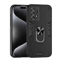 Compatible with Samsung Galaxy A52 4G/5G/A52S Phone Case with Kickstand & Shockproof Military Grade Drop Proof Protection Rugged Protective Cover PC Matte Textured Sturdy Bumper Cases (Color : Black