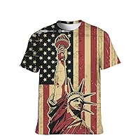 Unisex USA American T-Shirt Novelty Vintage Graphic-Colors Casual-Classic Short-Sleeve Fashion Softstyle Summer Workout Tee