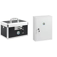 KYODOLED Wall Mount Locking Medicine Cabinet and Portable Black Medicine Lock Box for Home, Office, Clinic, Infirmary Use