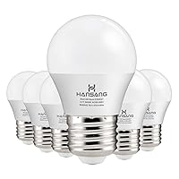 hansang A15 LED E26 Small Light Bulb, Daylight 5000K, 60Watt Equivalent Ceiling Fan Light Bulbs, E26 Standard Base Appliance Light Bulb, 600 Lumen, CRI85+, Eye Protection, 120V, Non-Dimmable 6 Pack
