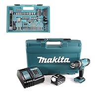 Makita DHP453FX12 18V Li-ion LXT Combi Drill Complete with 1 x 3.0 Ah Battery, Charger and Accessory Set Supplied in a Carry Case
