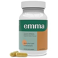 Emma Gut Health - Gas and Bloating Relief, Constipation, Leaky Gut Repair - Gut Cleanse & Restore Digestion - Regulate Bowel Movement. Probiotics and Laxative Alternative, 60 Capsules