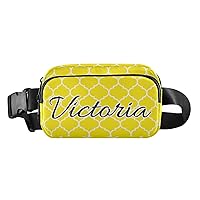 Custom Yellow Plaid Tile Fanny Packs for Women Men Personalized Belt Bag with Adjustable Strap Customized Fashion Waist Packs Crossbody Bag Waist Pouch for Workout Traveling