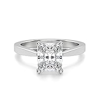 Siyaa Gems 2 CT Radiant Diamond Moissanite Engagement Ring Wedding Ring Eternity Band Solitaire Halo Hidden Prong Silver Jewelry Anniversary Promise Ring