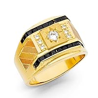 14k Yellow Gold CZ Cubic Zirconia Simulated Diamond Mens Ring With Blue Cubic Zirconia Size 10 Jewelry for Men