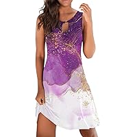 Summer Dresses for Women 2023 Comfortable Sundress for Women Summer Loose Dress Sleeveless Floral Print V Neck