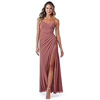 Women's Mermaid Bridesmaid Dresses for Wedding Long Chiffon Formal Evening Gown with Slit YA016