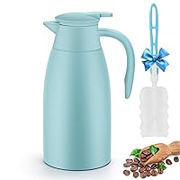 68oz Thermal Coffee Carafe with Brush, Upgraded 48 Hours Hot Water Dispenser, Insulated Stainless Steel Coffee Thermos, Double Walled Vacuum Flask Keep Tea Coffee Milk Warm (Blue)