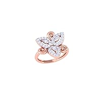 Jewels 14K Gold 0.34 Carat (H-I Color,SI2-I1 Clarity) Natural Diamond Flower Ring