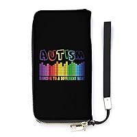Autism Awareness Wristlet Wallet Leather Long Card Holder Purse Slim Clutch Handbag for Women